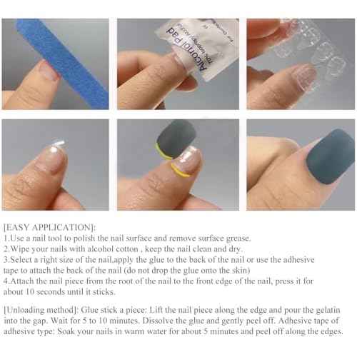 Handmade Blue Nail Patches for Rose Angels - Fake Nails and Manicures(Long blue,L), 1 Count (Pack of 1)