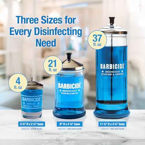BARBICIDE Disinfecting Jar ? Durable Glass Immersion Container with Stainless Steel Lid and Tray ? Professional Salon, Spa & Barber Tool Sanitizer for Combs, Brushes & Implements - (Small - 4 Fl Oz)