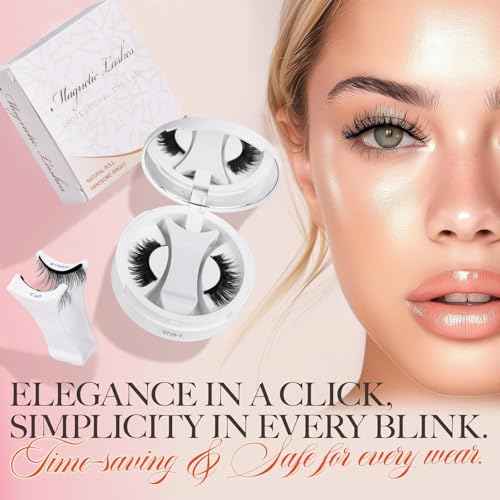 Reusable Magnetic Eyelashes with Applicator Kit - No Glue Needed Natural Look Lashes, Lightweight False Eyelashes for Daily Use & Special Events, 3D Volume Easy Apply