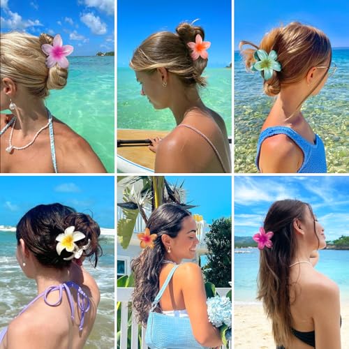 6 Pcs Flower Hair Claw Clips - Hawaiian Hair Clips for Women, Cute Summer Beach Hair Accessories