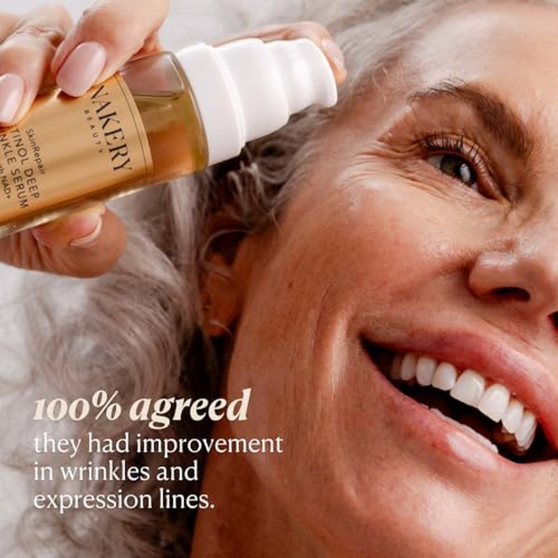 Nakery SkinRepair Retinol Deep Wrinkle Serum (2.02 Fl Oz), Anti Aging Face Serum with Encapsulated Retinol, NAD+ Complex, Ceramide NP, Hydrating Firming Skin Treatment for Fine Lines