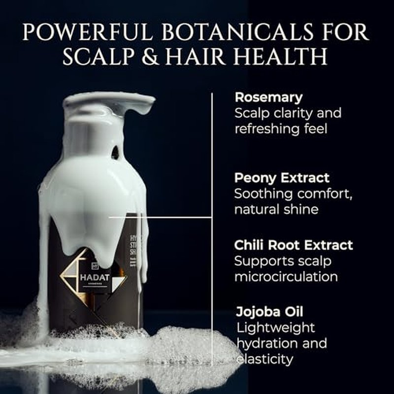 HADAT Root Strengthening Shampoo Hair Growth - Premium Rosemary Clarifying Shampoo for Oily Scalp - Moisturizing Volumizing - Sulfate Low, p-H Balanced, for Women & Men, 8.45 Fl Oz