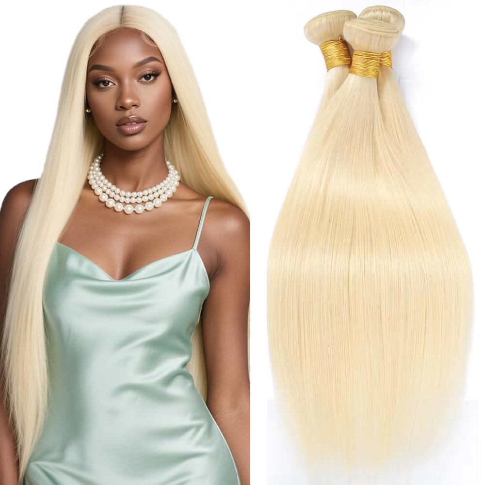 613 Human Hair Bundles Blonde Straight Bundle 8A Brazilian Virgin Hair 3 Bundles 26 26 26 Inch 613 Straight Bundle Human Hair Extensions