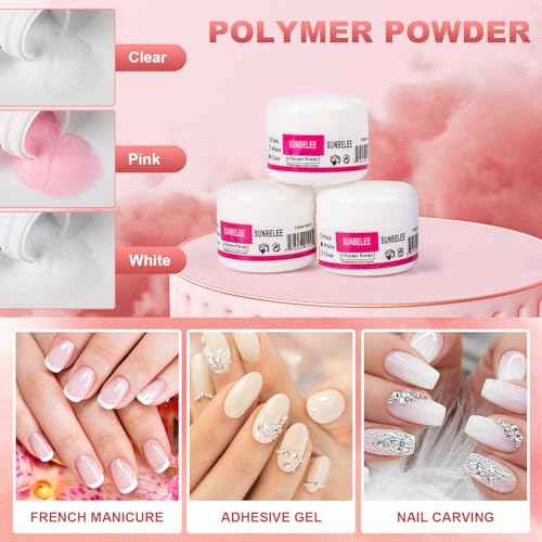 BLIFF Acrylic Nail Kit for Beginners - 12 Glitter Acrylic Powder, Professional Nail Art Decoration DIY Tool Supplies for Beginners
