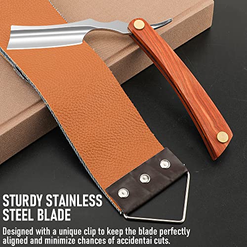 Straight Razor With Strope - Professional Straight Edge Barber Premium Stainless Steel Shaver With Shaving Strop for Men Home & Salon Grooming Using (NO.150)