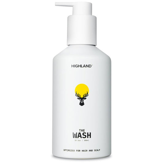 Highland The Wash - Hair & Scalp Shampoo Alternative with Botanicals for Damaged Strands, Restoration & Healthier Hair Growth - Hydrating & Nourishing Cleanser - Wild Mint Sandalwood Scent - 10.1oz