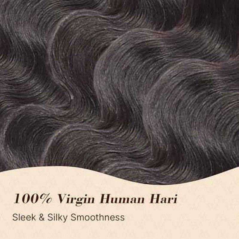 Wequeen 16A Body Wave Human Hair Bundles 22 Inch 100% Unprocessed Brazilian Virgin Hair Quick Weave Bundles Human Hair Extensions Real Human Hair, Natural Black