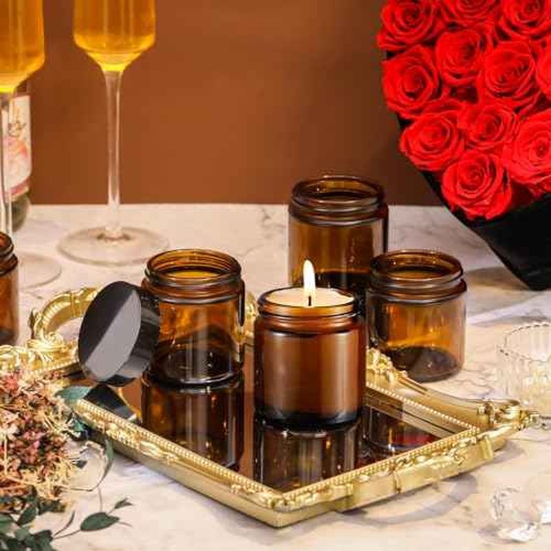 Norme 120 Pcs 4 oz Glass Jars with Lids Leakproof Round Airtight Empty Cosmetic Jars with Inner Liners Lid for Storing Lotions Powder Ointments Candle Making Tins (Black,Amber)