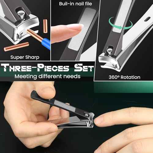 Toenail Clippers&Nail Clippers for Seniors Thick Nails - Professional Nail Clippers Set for Men/Women, Manicure Kit with Angled Head, Stainless Steel Toe Nail Cutter, Gift Idea