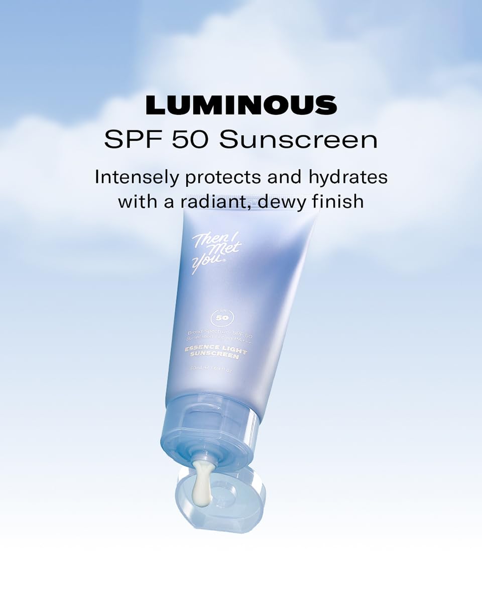 Then I Met You Essence Light Korean Sunscreen - Broad Spectrum SPF 50 with Hyaluronic Acid | Vegan & Cruelty-Free, 1.69 oz
