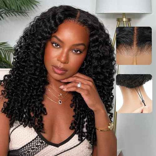 7x6 Burmese Curly Glueless Wigs Human Hair Pre Plucked Pre Cut 250% Density Drawstring Wig for Black Women 7x6 HD Lace Front Wigs Human Hair Glueless Wear and Go Nautural Color 24 Inch