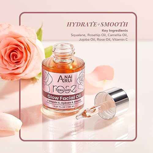 ANAiRUi Rose Skincare Gift Set, Christmas Gift for Women, Facial Skincare Kit for Women, Rose & Squalane Face wash and Moisturizer Set with Clay Mask, Face Cleanser and Facial Oil, Purify, Hydrate