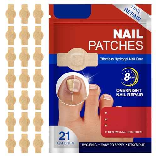 Toenail Repair Extra Strength,Nail Patches 21 PCS, Overnight Nail Fast Acting Repair Effortless Hydrogel Nail Care for Men and Women