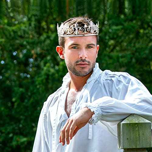 Junkin 2 Pcs Prom King and Queen Crowns for Men Women Baroque Queen King Prince Tiara Princess Crystal Headband for Halloween Wedding Birthday Grad Rhinestone Prom Party(Silver)