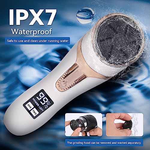 Electric Callus Remover for Feet with Vacuum, Premium Portable Pedicure Tools Rechargeable Waterproof 2 Speed Foot File Scrubber Callus Remover Tool Foot Care kit £¨White£©