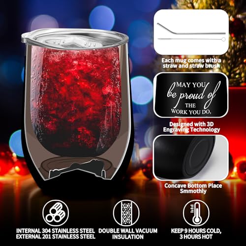 Dandat Set of 3 Thank You Gift for Men Leather Toiletry Bag May You Be Proud of The Work Sign 12oz Stainless Steel Tumbler with Inspirational Keychain for Men Teacher Male Staff(Black)