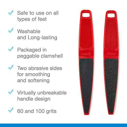 Flowery Original Swedish Clover Red Foot File, Pedicure Foot Scrubber, 60/100 Grit - RED