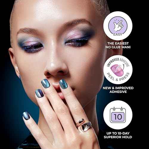 KISS imPRESS No Glue Mani Press On Nails, Color FX, 'Hidden Gem', Red, Short Size, Oval Shape, Includes 30 Nails, Prep Pad, Instructions Sheet, 1 Manicure Stick, 1 Mini File