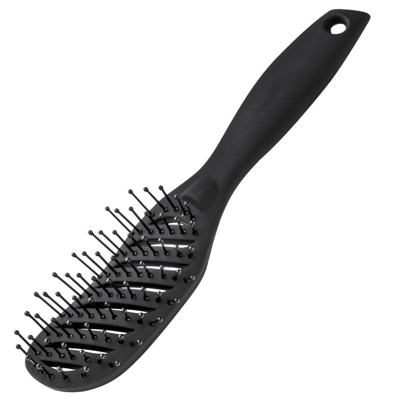 Curved Vent Brush for Blow Drying | Salon-Quality Detangling for All Hair Types - Black