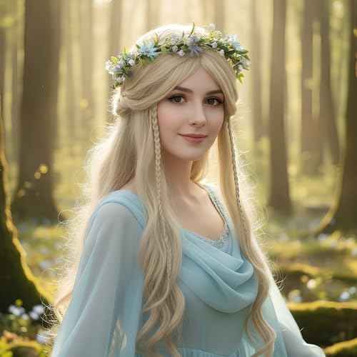 Blue Flower Crown Headband, Handmade Fairy Daisy Floral Headpiece, Artificial Boho Bridal Flower Crown for Women Girls Maternity Renaissance Weeding Festivals Birthday Party Headdress