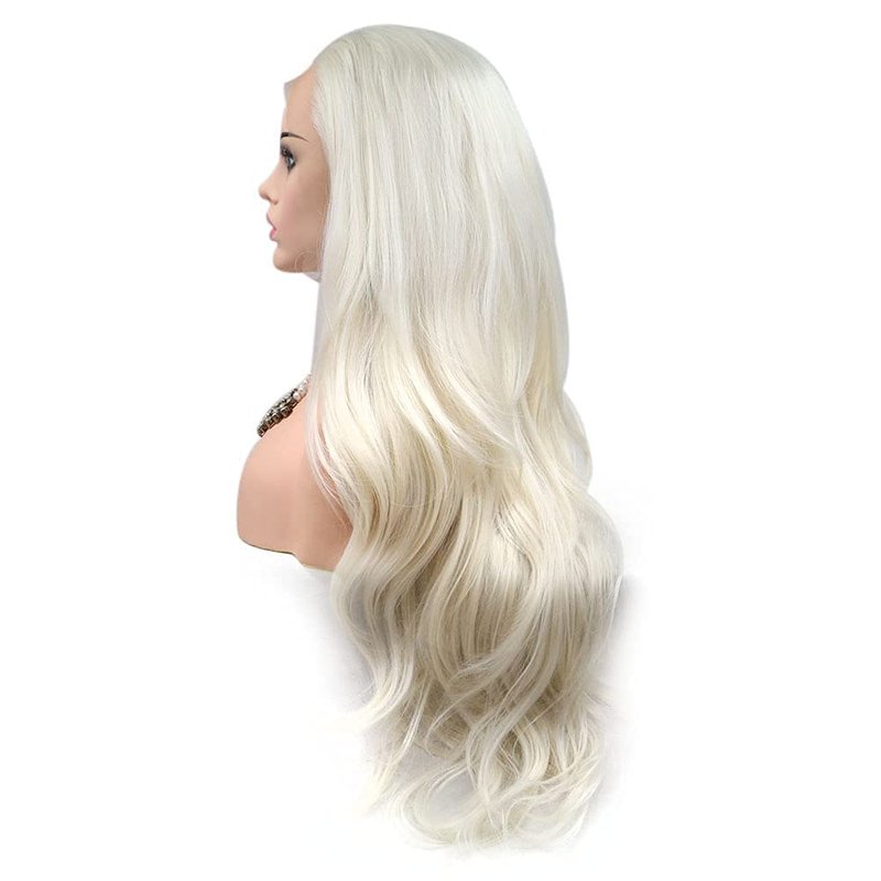 Blonde Long Lace Front Wig - Natural Hairline, Loose Wave, Heat Resistant | 24-Inch Soft Synthetic Wig for Women & Cosplay