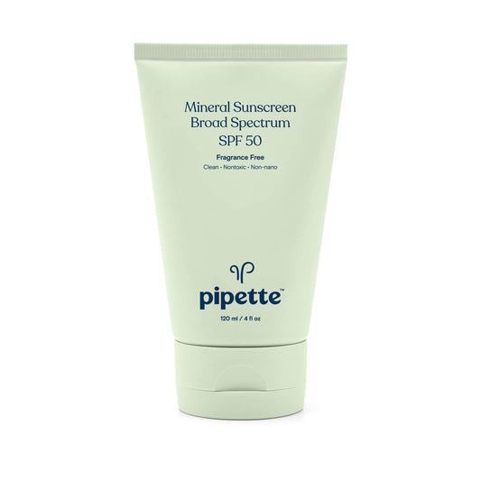 Pipette Mineral Sunscreen - SPF 50 Broad Spectrum Baby Sunblock with Non-Nano Zinc, UVB/UVA Non-Toxic Sun Protection for Kids & Sensitive Skin