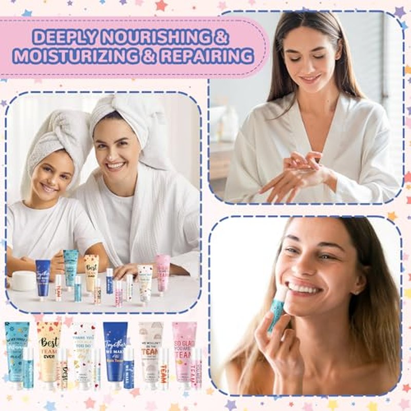 48set/192pcs Best Team Ever Gifts Christmas Bulk Gifts for Coworkers Women Employee Appreciation Gift Christmas Party Favors Xmas Stocking Stuffers Items Travel Hand Lotion and Lip Balm Set