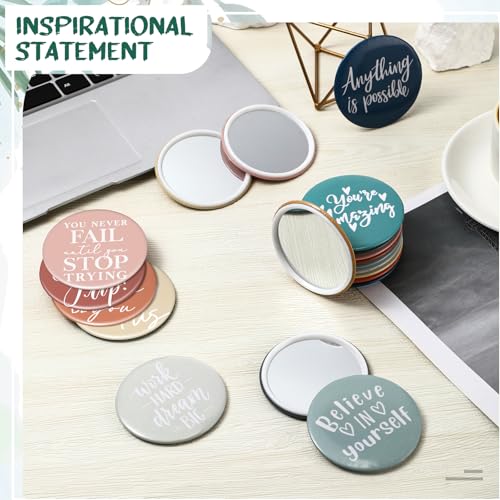 Kigley 30 Pcs Inspirational Compact Mirror Bulk for Women Christmas Employee Appreciation Gifts 2.76 Inches Small Portable Purse Pocket Mirror for Nurse Medical Assistant Rad Tech