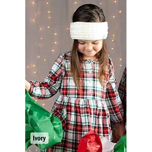 Funky Junque Exclusives Kids Ear Warmer Headband ? Fleece Lined Winter Ear Wrap for Toddler Girls & Boys, Cozy Knit Head Warmer & Earmuff Headband for Cold Weather - Ivory