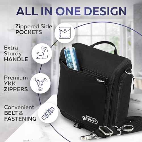 Extra Large (11.8¡±x11.8¡±x4¡±) Hanging Travel Toiletry Bag for Men and Women - Cosmetic Travel Bag With Shoulder Strap - Waterproof Hygiene Bag with Metal Swivel Hook and 19 Compartments for Toiletries