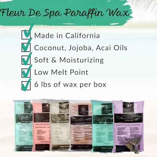 Paraffin Wax Refills 6lb by FLEUR DE SPA ? Made in USA ? Infused with Coconut & Jojoba Oils ? Moisturizing, Hydrating & Soothing for Hands, Feet & Body ? Spa & Home Use