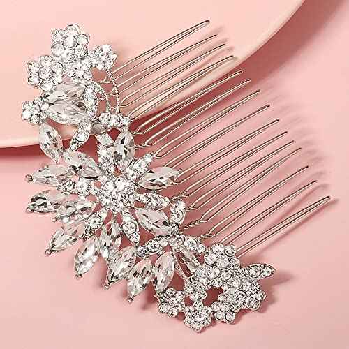 Crystal Bridal Wedding Hair Comb Silver Wedding Headpiece Hair Clip For Bride and Bridesmaid