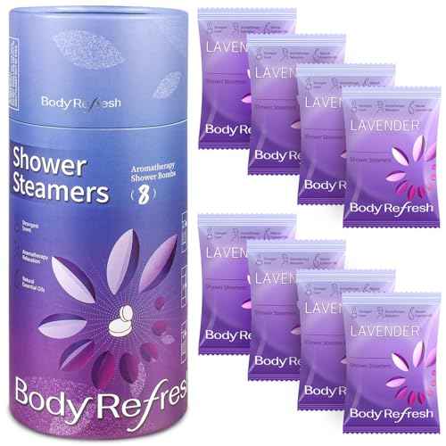 Lavender Shower Steamers Aromatherapy - Birthday Gifts for Women, 8 Pack Shower Bombs with Essential Oils, Stress Relief, White Elephant Christmas Gifts, Stocking Stuffers for Adults, Teen