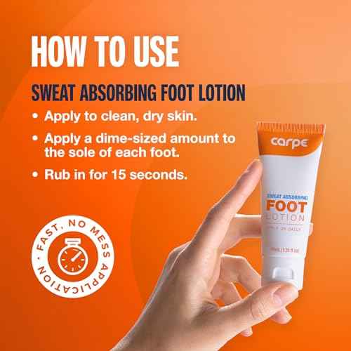 Carpe Sweat Absorbing Foot Lotion, A Dermatologist-Recommended Solution to Stop Sweaty, Smelly feet, Helps Prevent blisters, Great for hyperhidrosis (Pack of Two)