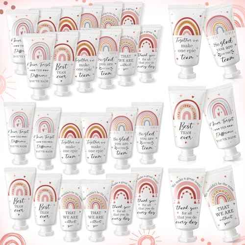 24 Pack Employee Appreciation Team Gifts Bulk Travel Size Hand Cream Inspirational Thank You Gifts Boho Rainbow Hand Lotion Bulk for Teachers Day Christmas Staff Employees Coworkers Women