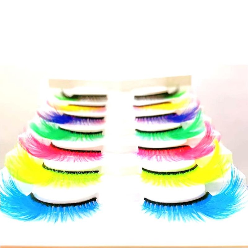 Ombre Colored Cat Eye Eyelashes - Fluffy Wispy Faux Mink Lashes for Halloween Cosplay | 7 Pairs