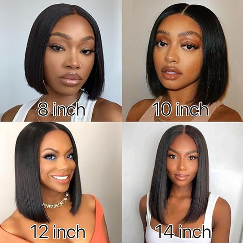 14 Inch Bob Wig Human Hair 13x4 HD Transparent Lace Front Wigs Human Hair Pre Plucked with Baby Hair Glueless Wigs Human Hair 180% Density Straight Frontal Lace Wigs for Women Natural Color