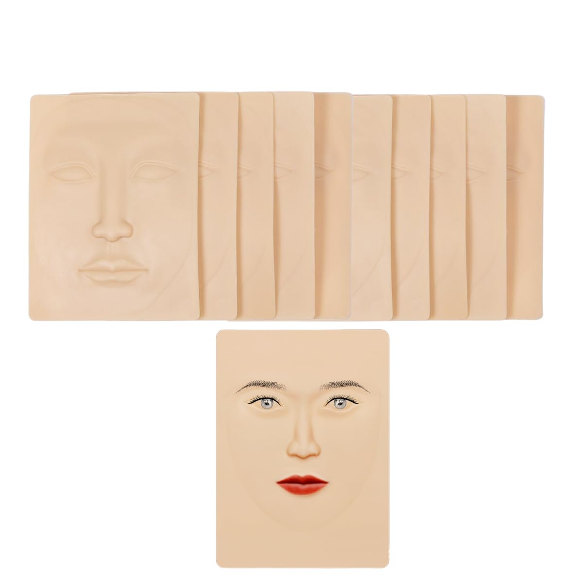Tattoo Face Practice Skin - Microblading Practice Skin 10pcs 3D Face Practice Skin Silicone Permanent Makeup Practice Face, for Eyebrow Lip Tattoo Practice and Makeup Training