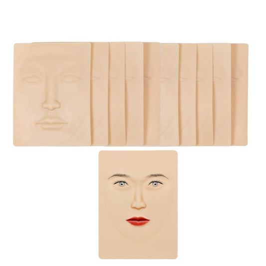 Tattoo Face Practice Skin - Microblading Practice Skin 10pcs 3D Face Practice Skin Silicone Permanent Makeup Practice Face, for Eyebrow Lip Tattoo Practice and Makeup Training