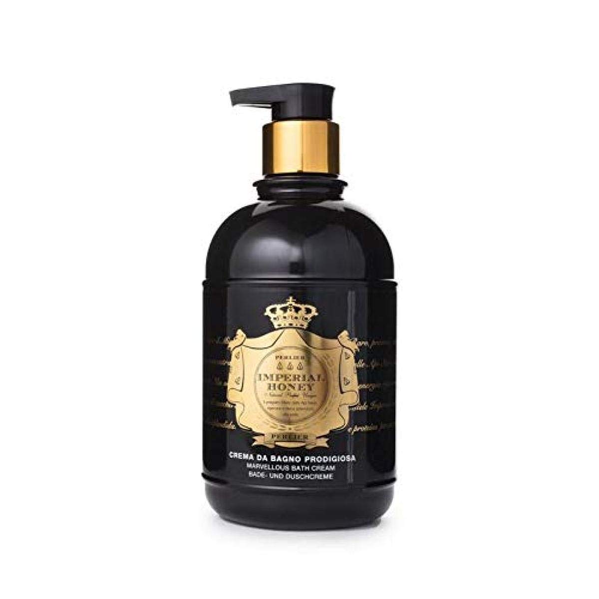 Perlier Imperial Honey Shower & Bath Cream - Nourishing & Soothing Luxury Bath Cream Made With 100% Organic Italian Honey For Deep Moisturization And Hydration, 16.9 Fl Oz, 500 ml