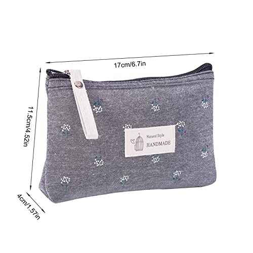 Qikuver Canvas Cosmetic Bags, 2 Pieces Cosmetic Bags for Women, Makeup bag Cute Cosmetic Bag Organizer Small Mini Makeup Pouch for Purse Toiletry Bag