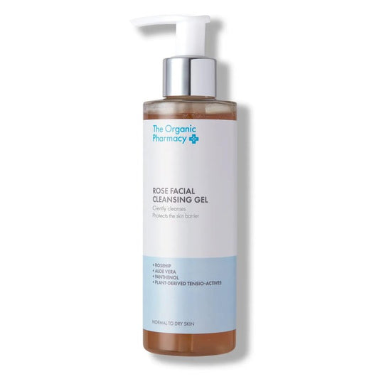 The Organic Pharmacy Rose Facial Cleansing Gel, 200ml - Cleanse and Refresh, Protect skin barrier, Rosehip, Rose Geranium, Calendula & Aloe, Organic 11%, Natural 91%