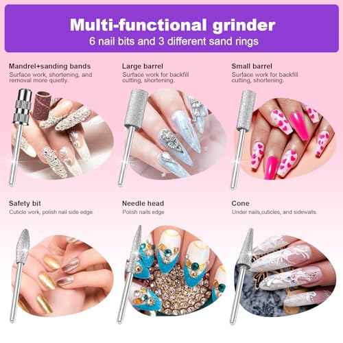 LAVAED Professional Nail Drill Electric Nail File Kit, Nail Filer Electric with 156pcs Sanding Bands and Nail Dril Bits for Acrylic, Gel Nail Manicure and Pedicure, Pink