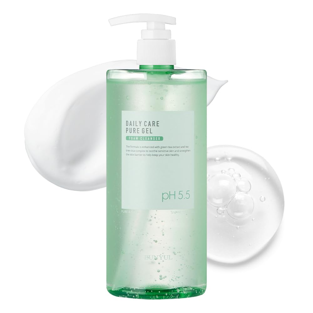 EUNYUL Daily Care Pure Gel Foam Cleanser, 17.3 fl oz (512 ml), Korean Facial Cleanser with Pump, Gentle Daily Face Wash