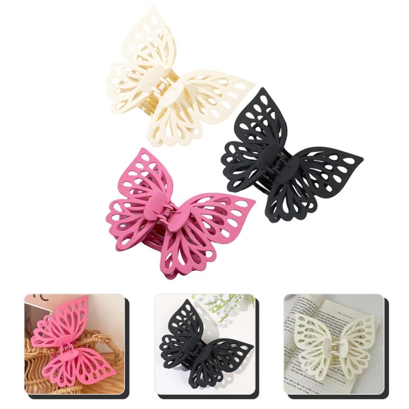 KALLORY Large Butterfly Hair Clips - 3 Stylish Jaw Clips for Thick & Fine Hair | Perfect for Everyday & Special Occasions