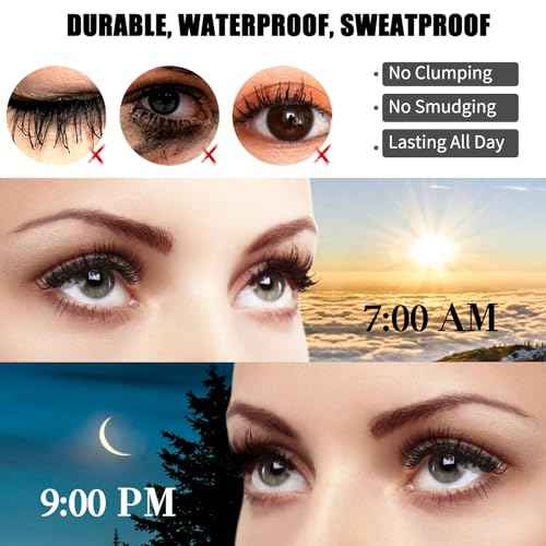4D Silk Fiber Lash Mascara Waterproof - Stocking Stuffers Gifts for Women Natural Long Lasting Mascara Black Volume and Length, Christmas Xmas Presents Gifts for Girls