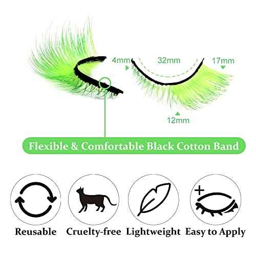 Outopen 7 Pairs Angel Colored Lashes Fluffy Wispy Winged False Eyelashes Halloween Cosplay Makeup Colorful Eye Lashes Like Extensions