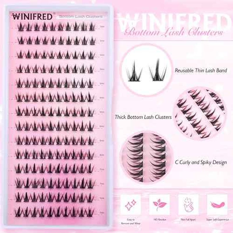 Bottom Lashes Clusters 5-7mm DIY Eyelash Extension Spiky Lower Individual Lashes Wispy Bottom Lash Clusters Natural Look (140pcs)