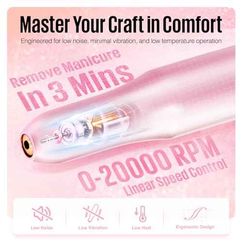 MEFA Nail Drill, Portable Electric Nail Drill with 6PCS Nail Drill Bits and Cuticle Oil Pen, Professional Nail File for Acrylic Gel Dip Powder, Manicure Pedicure Nail Set Efile Nail Drill for Salon