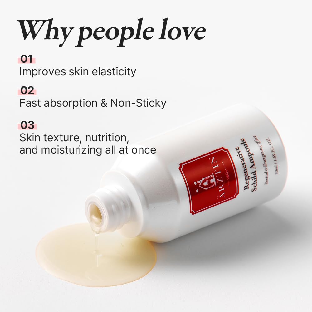 Regenerative Schild Ampoule, 1.69 fl oz Non-sticky | Soft & Fast absolution, Anti-aging Facial Serum, Nutrition, Brightening, Elasticity, Soothing for Dry, Wrinkled, Oily Skin